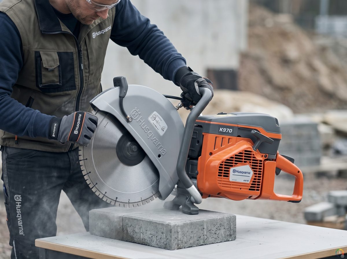 Husqvarna K970 darbībā &mdash; Bruģis un akmens
